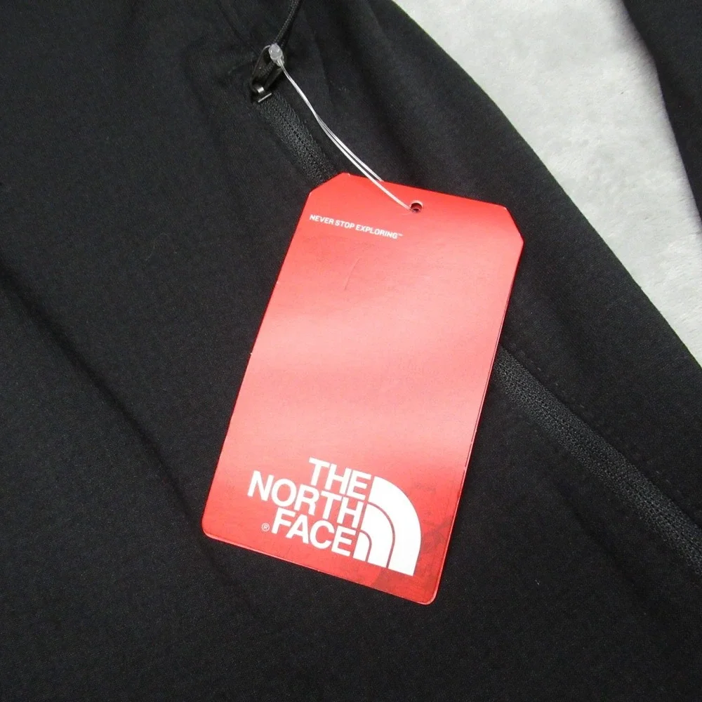 North Face Jacket Mens Medium Black Mountain Peaks Fleece Full Zip Hike LOGO NEW